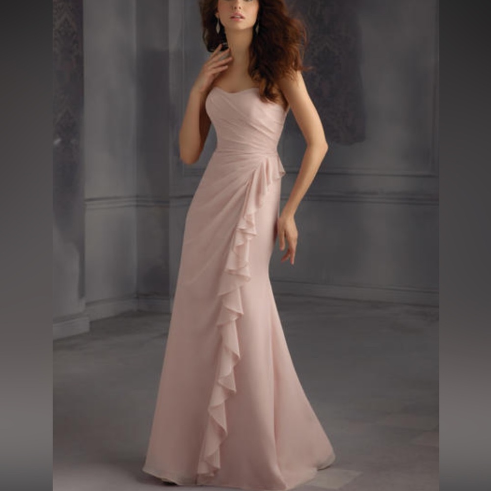 Marilee Sarah Formal Dress Size 14 Pink Spaghetti Strap Ruffle Bridesmaid Prom